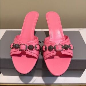 Balenciaga Pink Slide Sandals with Buckle Detail